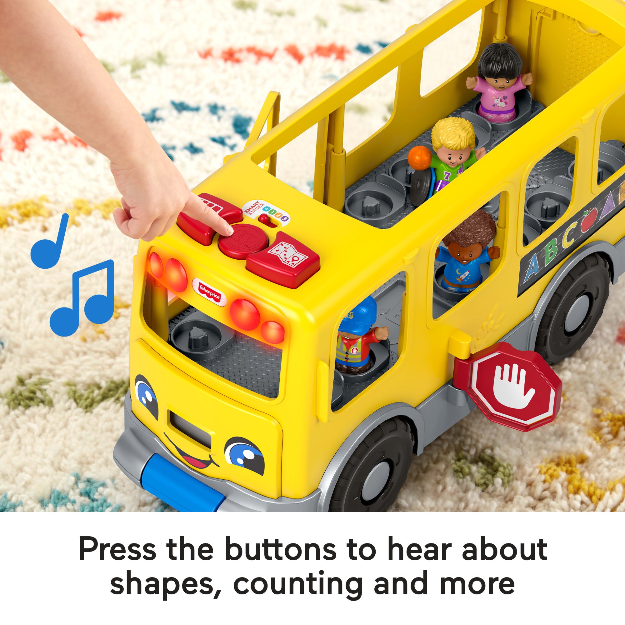 Fisher-Price Little People Big Yellow School Bus Pull-Along Toddler Learning Toy. Multilanguage Version - Image 3