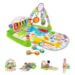 Fisher-Price Deluxe Kick & Play Piano Baby Gym Learning Toy & Newborn Rattle Maracas