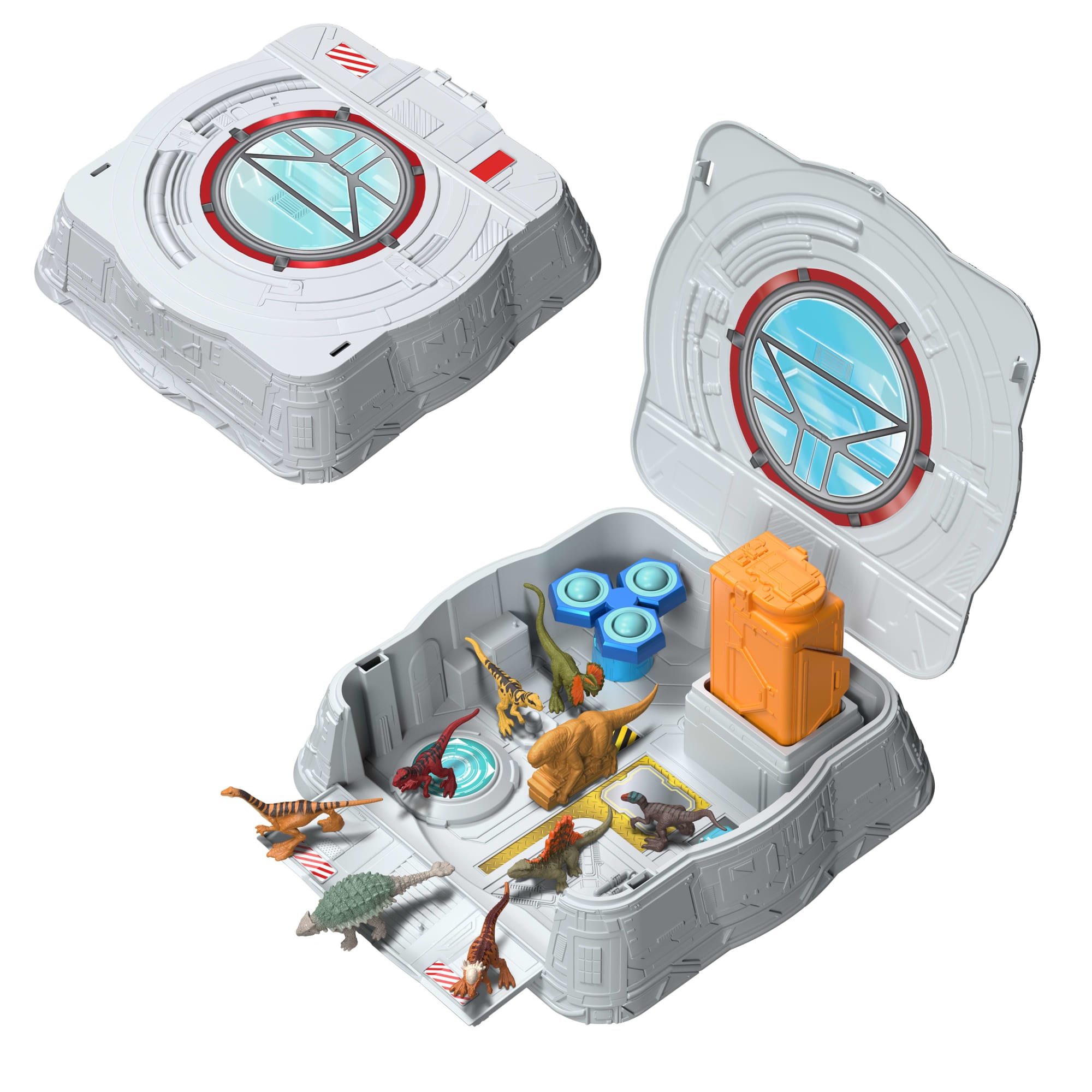 Jurassic World Distortus Rex Lab Sensory Playset With 8 Mini Figures. Fidget Features in Case