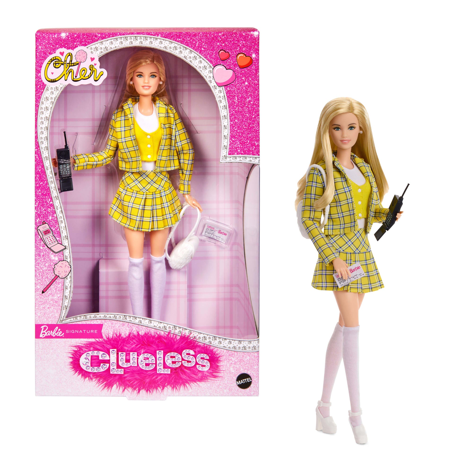 Barbie Signature Clueless Cher Collector Doll With Yellow Plaid Suit & Accessories