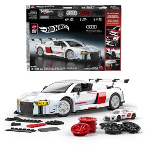 Mattel Brick Shop – Hot Wheels – Coffret de Construction – Audi R8 Lms 15 Version de Luxe (861 Pièces). Pour Les Collectionneurs