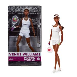Barbie® Poupée Venus Williams Barbie® Femmes D'Exception Dans Sa Tenue de Tennis. Avec Raquette et Coffret de Présentation