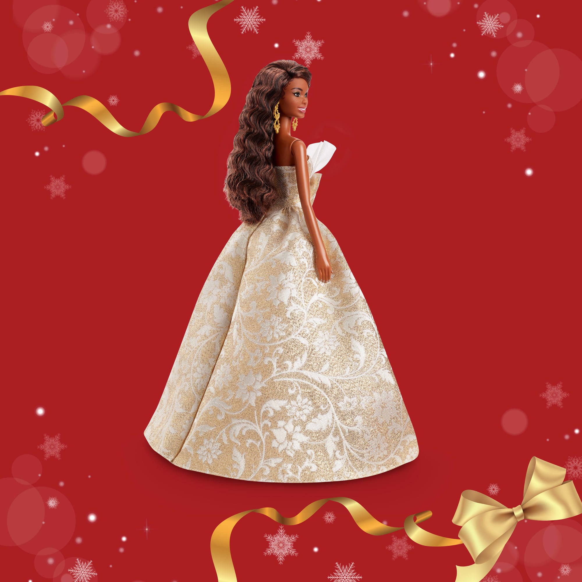 Barbie Signature 2025 Holiday Barbie Fashion Doll. Seasonal Collector. Black Hair With Silver & Gold Gown - Image 4