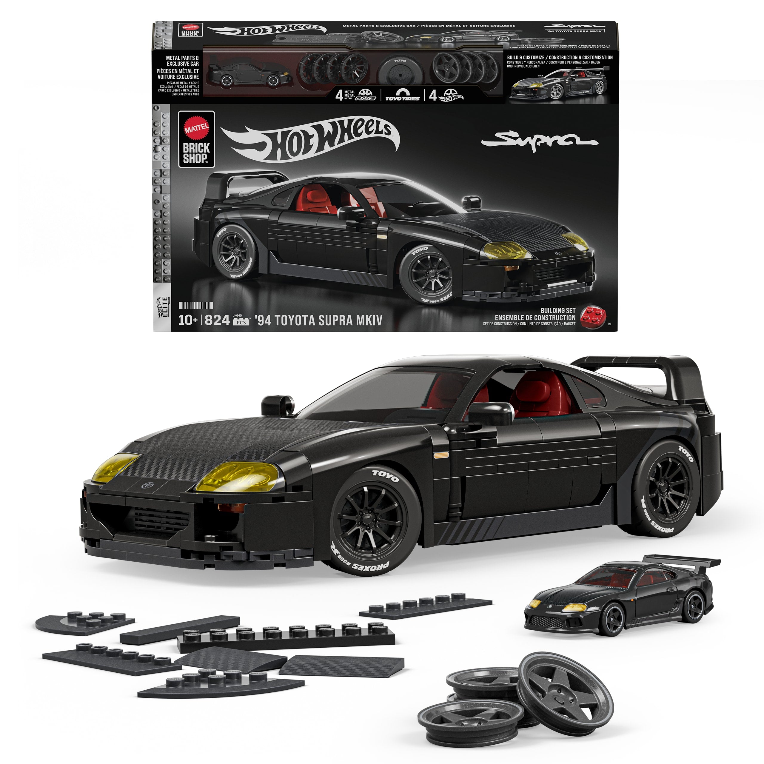 Mattel Brick Shop Hot Wheels '94 Toyota Supra Mkiv Building Toy Kit (824 Pieces). For Collectors