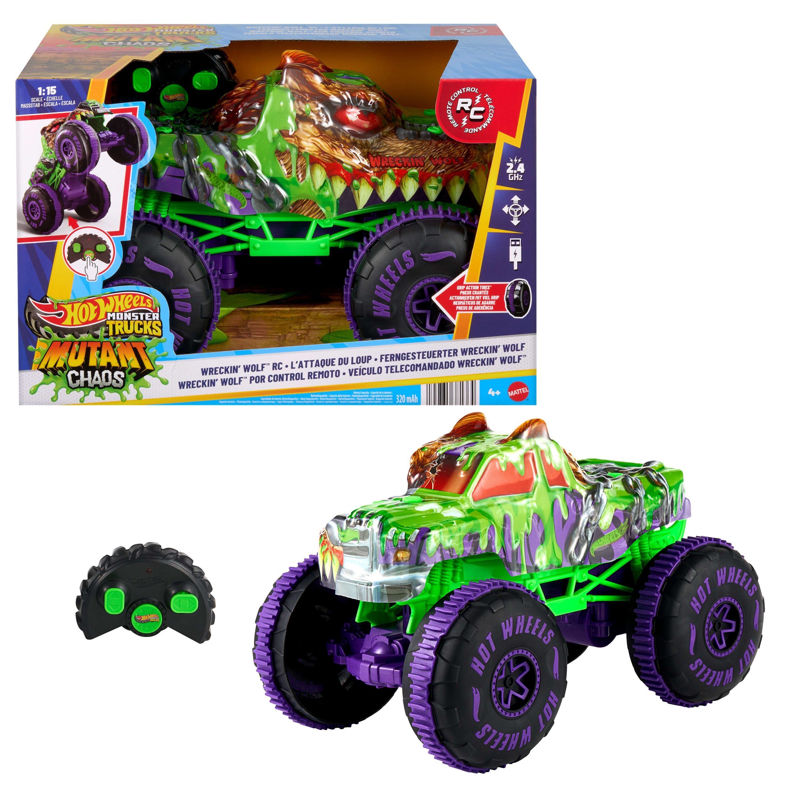 Hot Wheels Monster Trucks Loup Ravageur Télécommandé