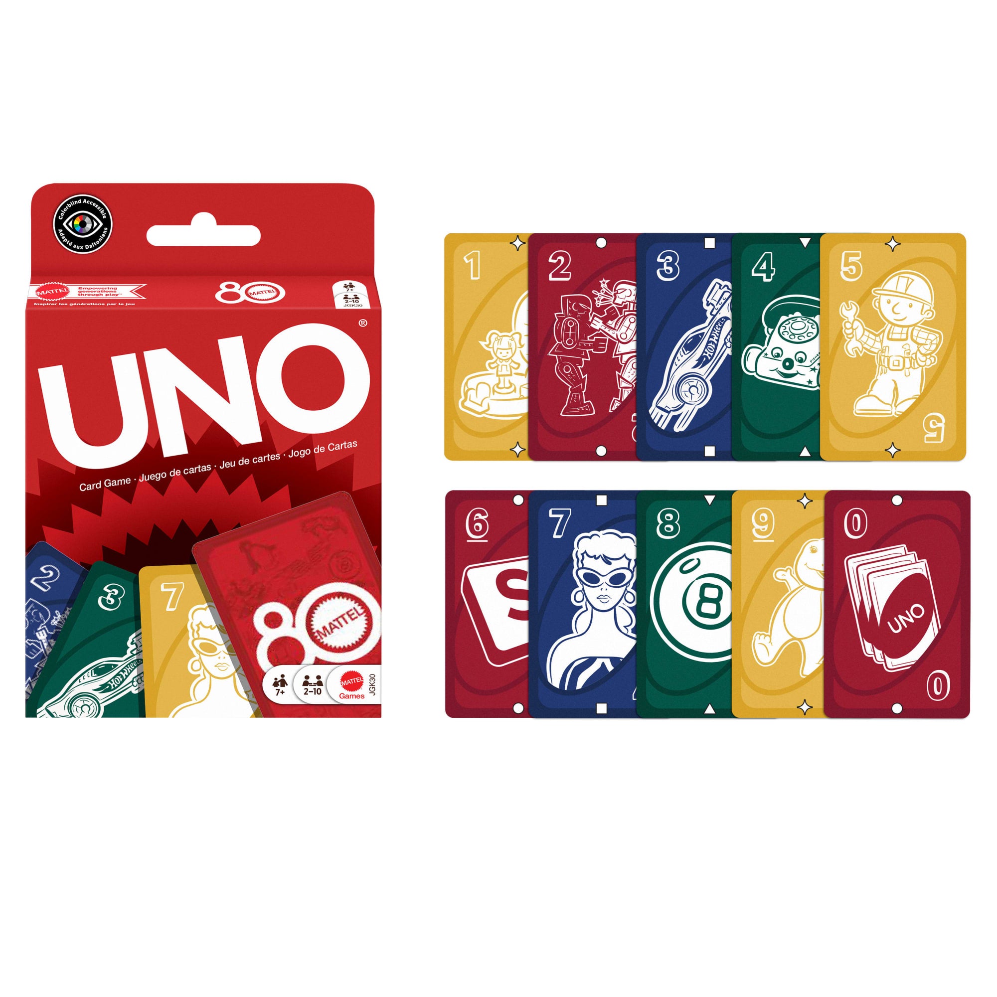 UNO Mattel 80th Ruby Red Card Game For Kids & Family Night - Image 5