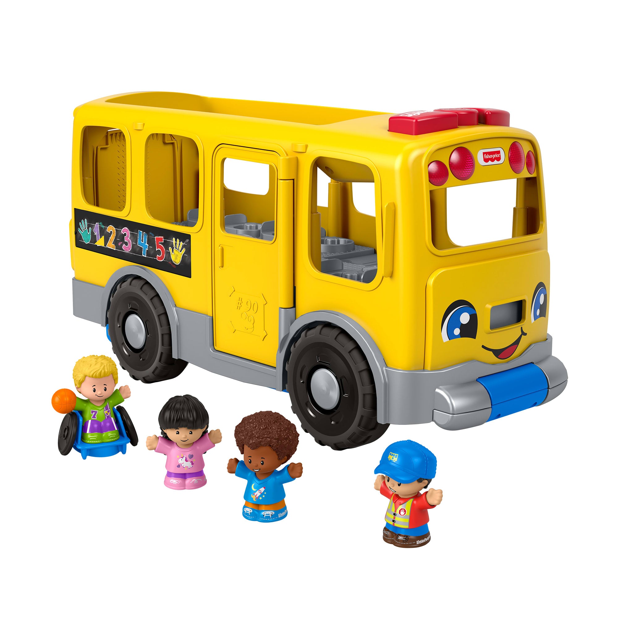 Fisher-Price Little People Big Yellow School Bus Pull-Along Toddler Learning Toy. Multilanguage Version