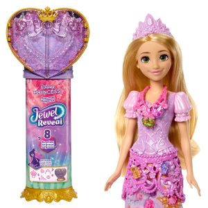 Disney Princess Jewel Reveal Rapunzel Fashion Doll W/ 8 Surprises including Gem Box & 10 Accessories