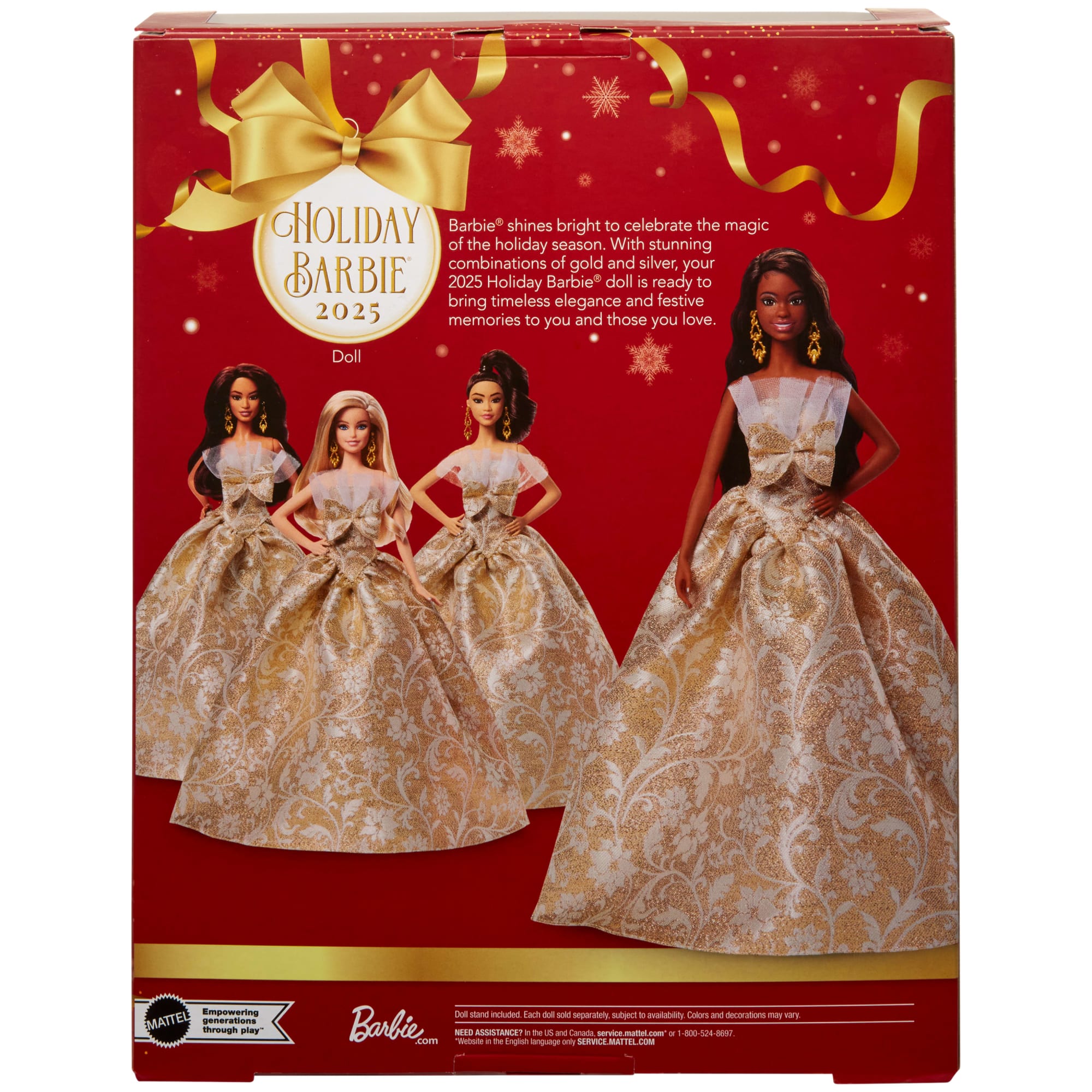 Barbie Signature 2025 Holiday Barbie Fashion Doll. Seasonal Collector. Black Hair With Silver & Gold Gown - Image 6