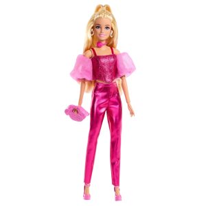 Barbie Fashionista Boneca Deluxe Cabelo Loiro e Conjunto Rosa Metálico