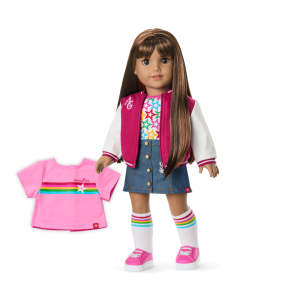Truly Me™ 18-inch Doll #122 with straight dark-brown hair