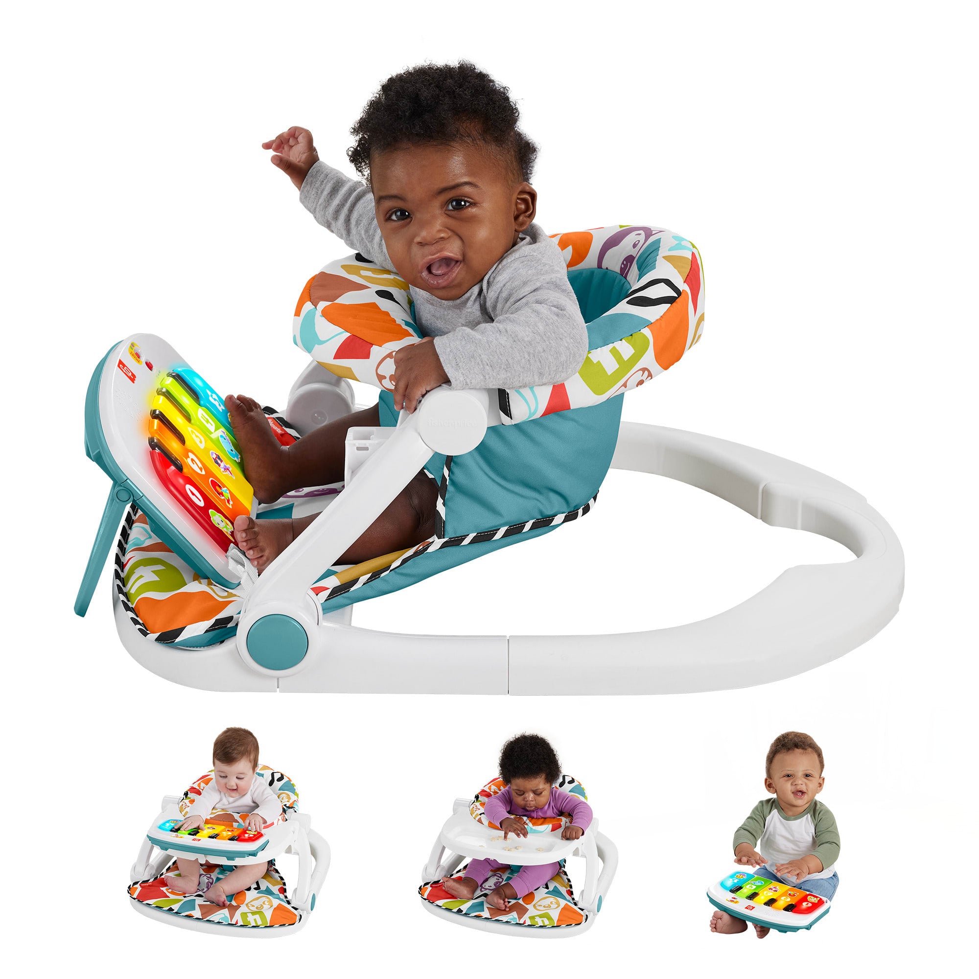 Fisher-Price Deluxe Kick & Play Sit-Me-Up Floor Seat Infant Chair With Piano Learning Toy