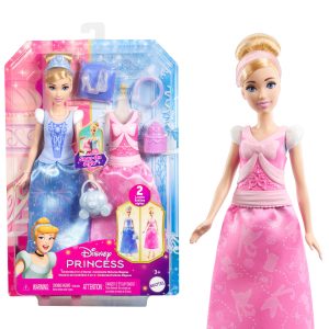 Disney Princess 2-in-1 Stories Cinderella Fashion Doll With 2 Snap-On Bodices. 2 Skirts & 9 Accessories