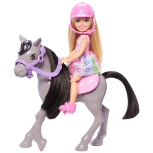 Barbie  Chelsea  Coffret  Poupée et Poney. Casque. Genoux Pliables