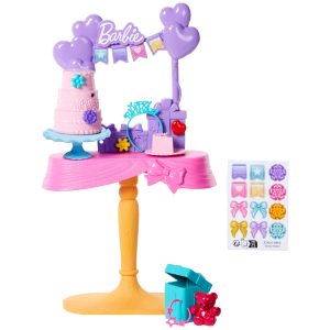 Barbie World Birthday Party Set With Doll Accessories including Cake. Presents. & Sticker Sheet